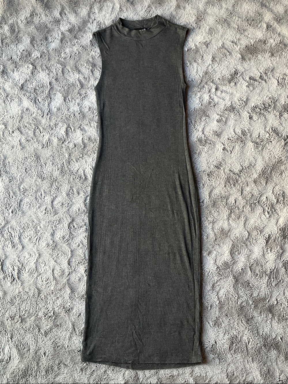 Sleeveless Mock Neck Maxi Dress in Charcoal